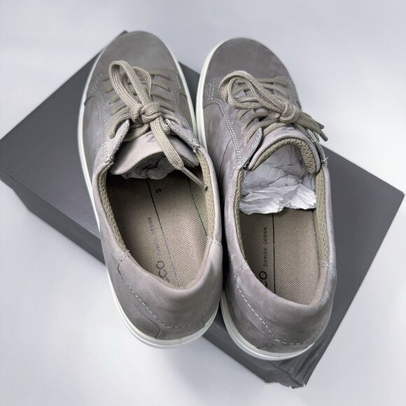 ECCO Womens 40 9 9.5 255 Soft 7 Classic Sneakers Warm Gray Suede Lace Up 857683 - Picture 7 of 8